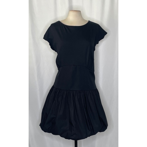 NWT!! J. CREW Bubble-Hem Mixy Dress Solid Black Mini Poplin Bubble Hem Preppy 3X - Picture 3 of 16